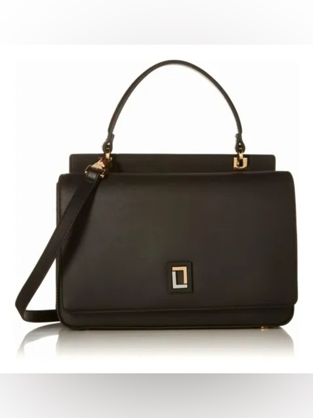 Luana Italy- mini satchel 100% leather purse in Ebony with brass hardware